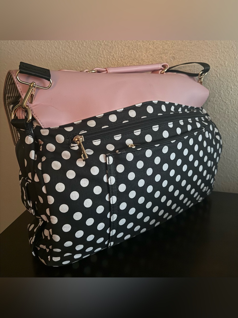 15.6” Pink Polka Dot Laptop Briefcase Messenger Bag USB Work Travel Office Tote - Picture 5 of 7
